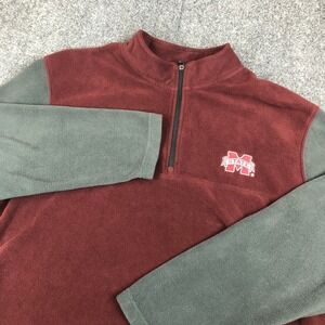 ProEdge Mississippi State Bulldog Men XL Fleece Quarter Zip Maroon Grey Pullover